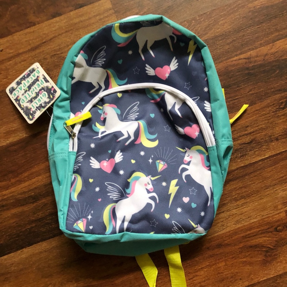 Unicorn heart and lighting bolts girl book bag